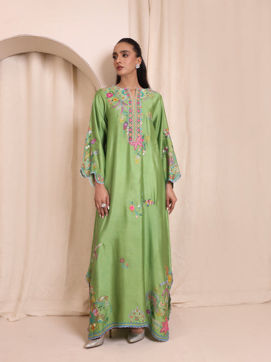 Nimr Green kaftan