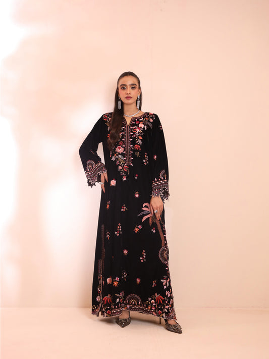 Zehra black Sheesha silk kaftan