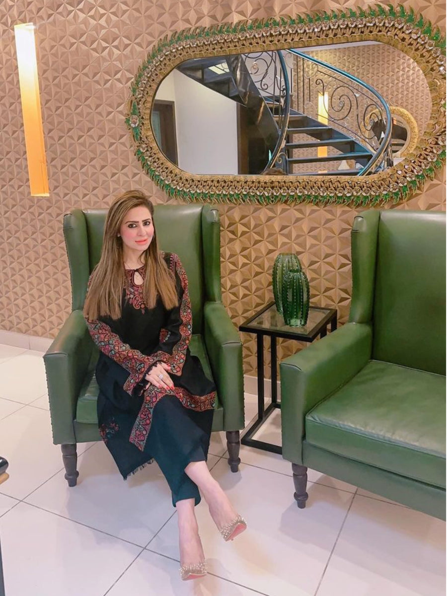 Haya Black Pashmina Kurta