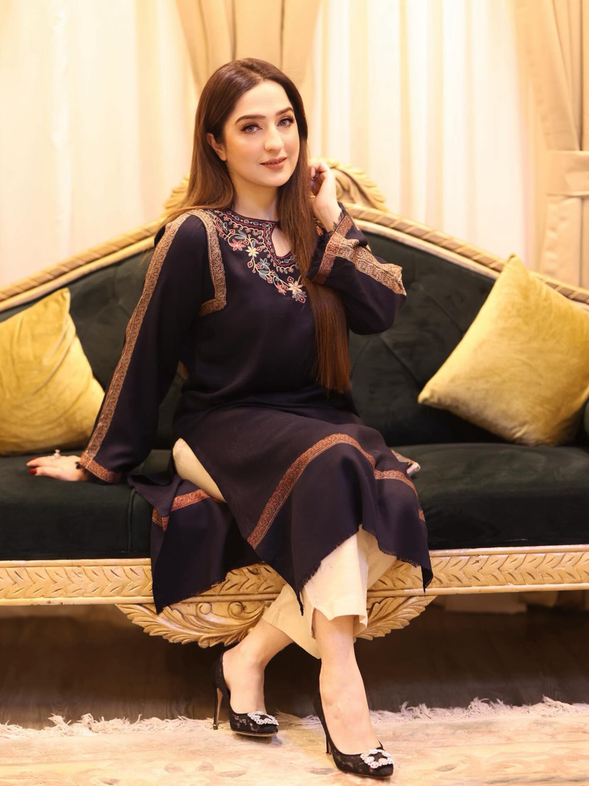 Qudsia Navy Blue Kurta
