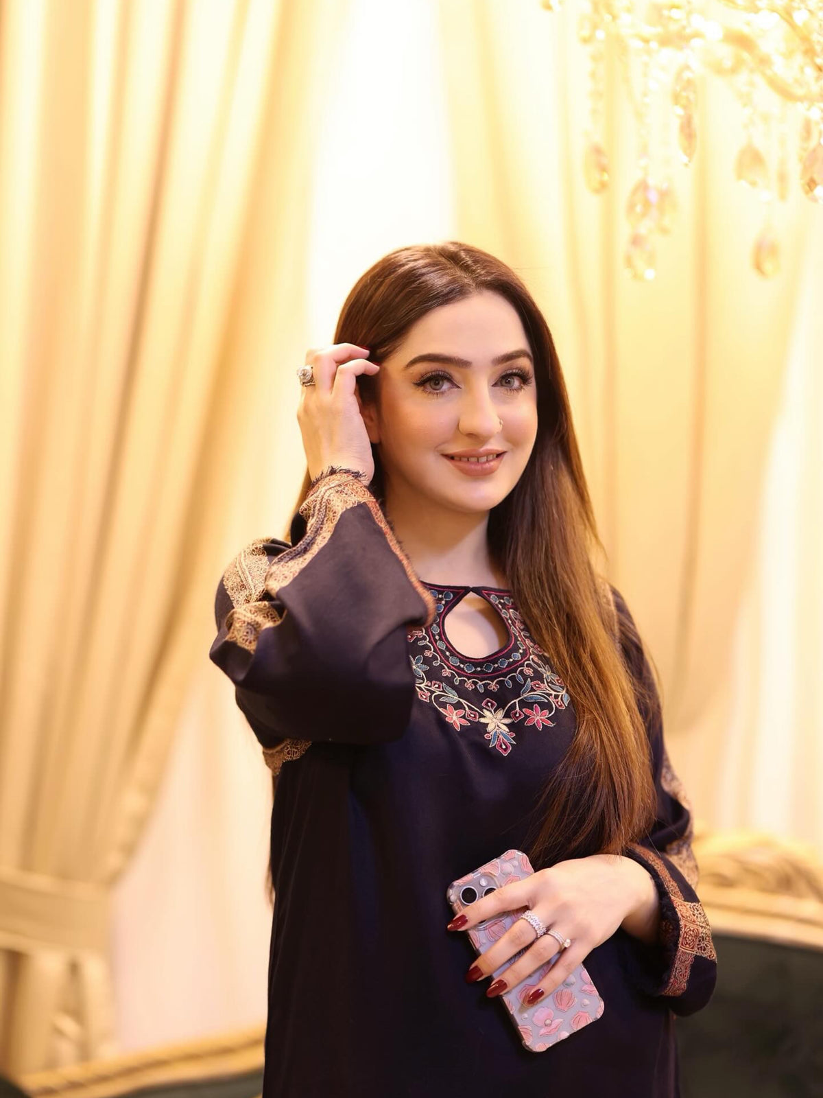 Qudsia Navy Blue Kurta