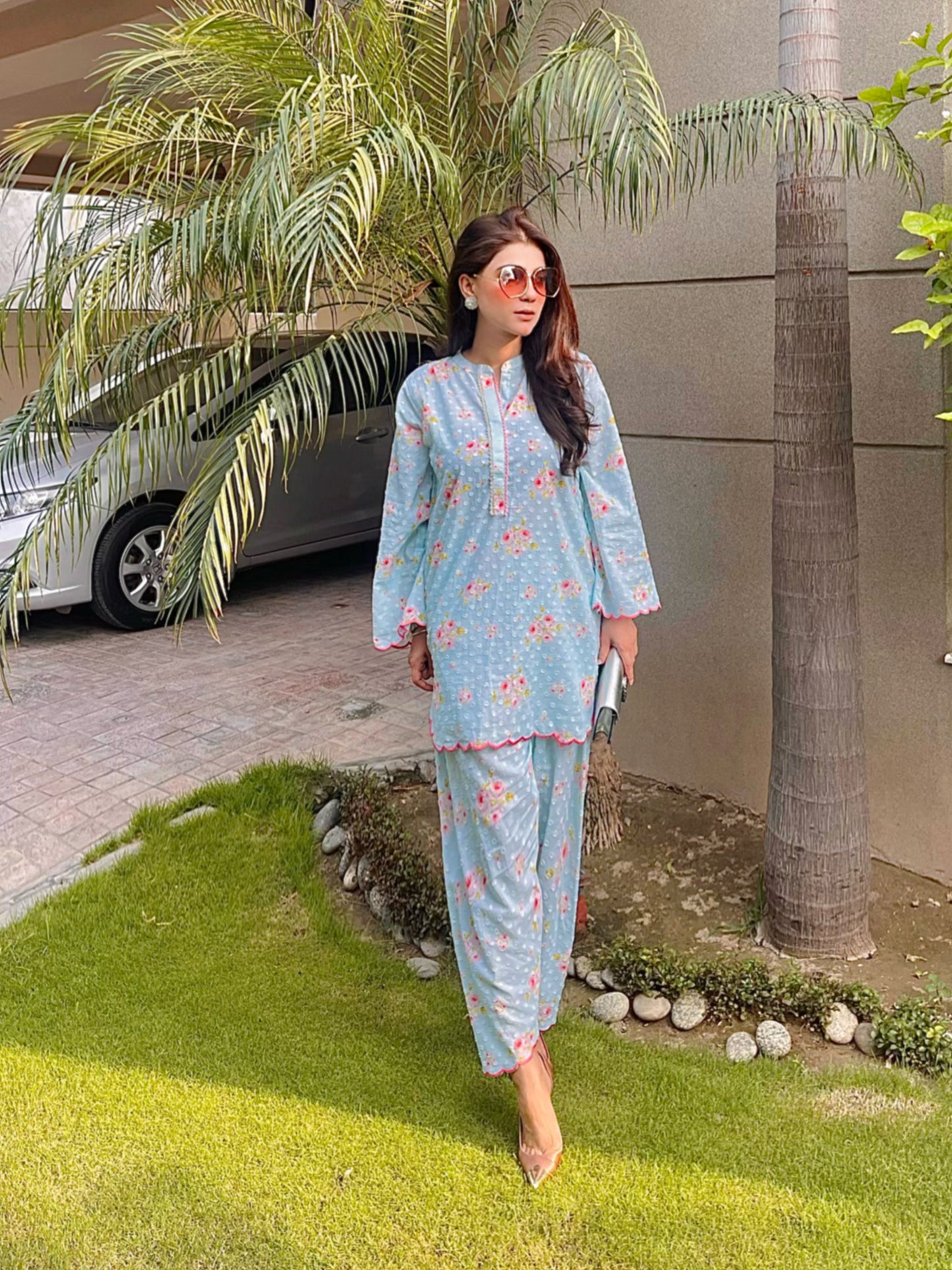 Baby blue floral set