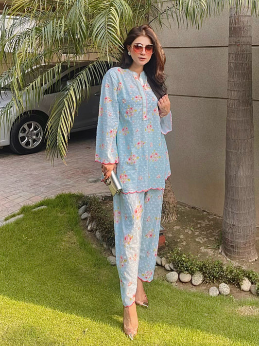Baby blue floral set