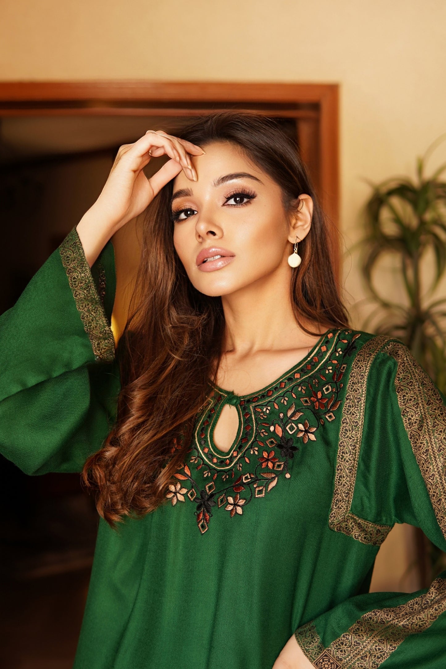 Green Pashmina kurta