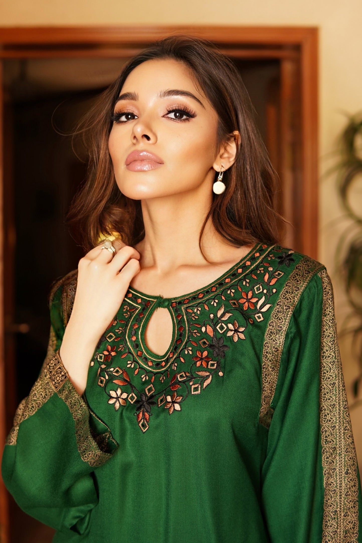 Green Pashmina kurta