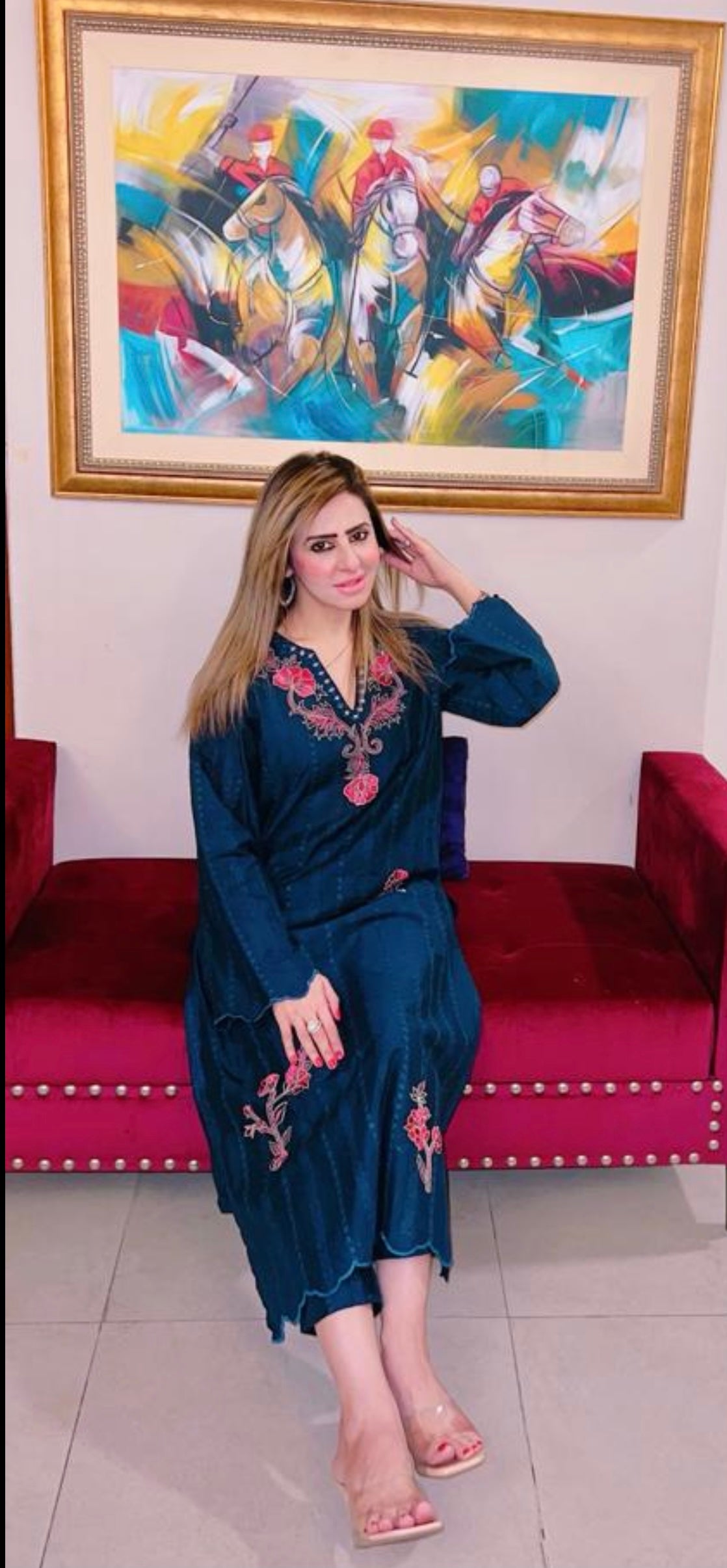 Navy blue Chickan 1 pc